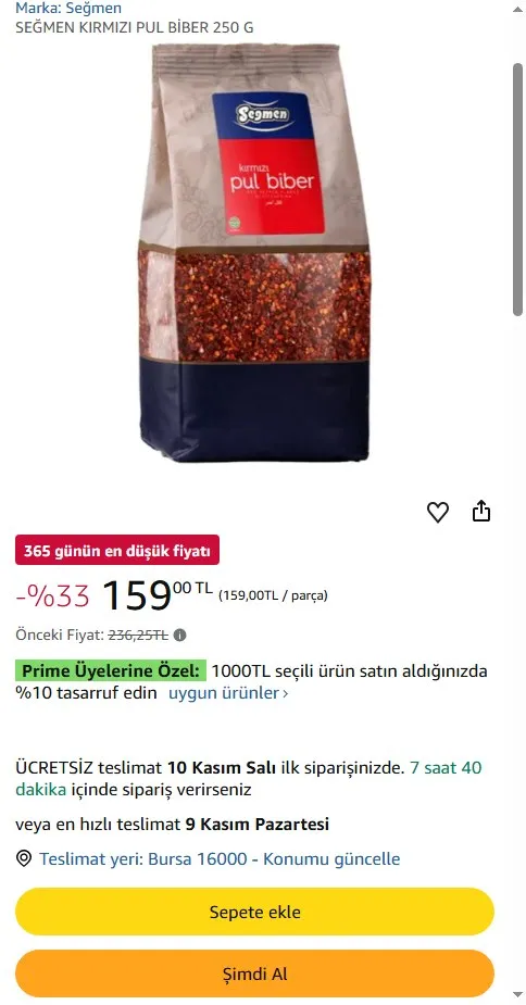 SEĞMEN KIRMIZI PUL BİBER 250 G