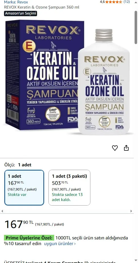 REVOX Keratin & Ozone Şampuan 360 ml