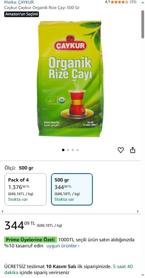 Caykur Çaykur Organik Rize Çayı 500 Gr