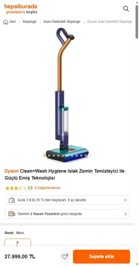 Dyson Clean+Wash Hygiene Islak Zemin Temizleyici ile Güçlü Emiş Teknolojisi