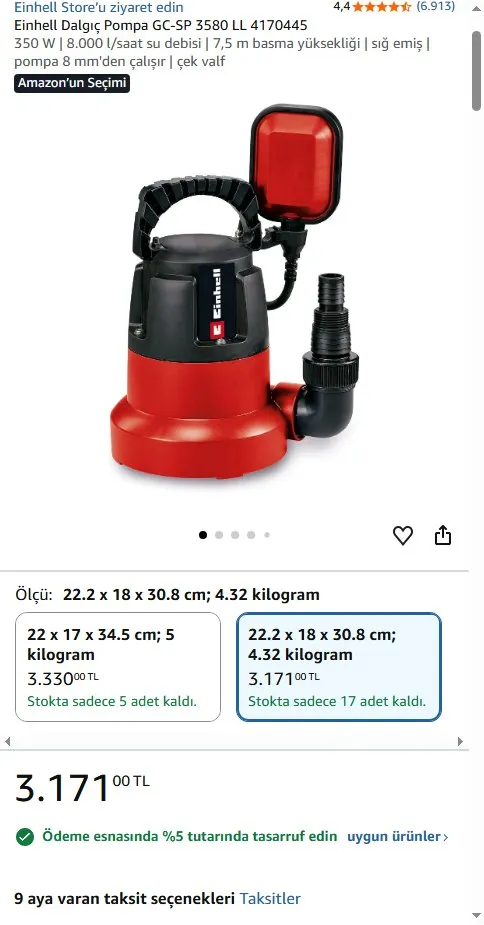 Einhell Dalgıç Pompa GC-SP 3580 LL 4170445