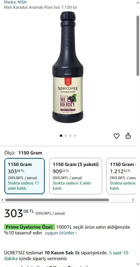 Nish Karadut Aromalı Püre Sos 1.150 Gr