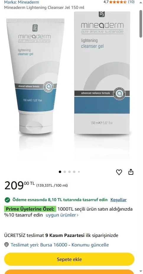 Mineaderm Lightening Cleanser Jel 150 ml
