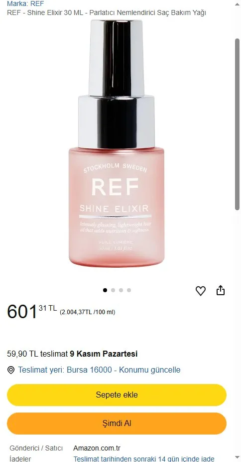 REF - Shine Elixir 30 ML - Parlatıcı Nemlendirici Saç Bakım Yağı