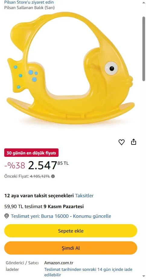 Pilsan Sallanan Balık (Sarı)