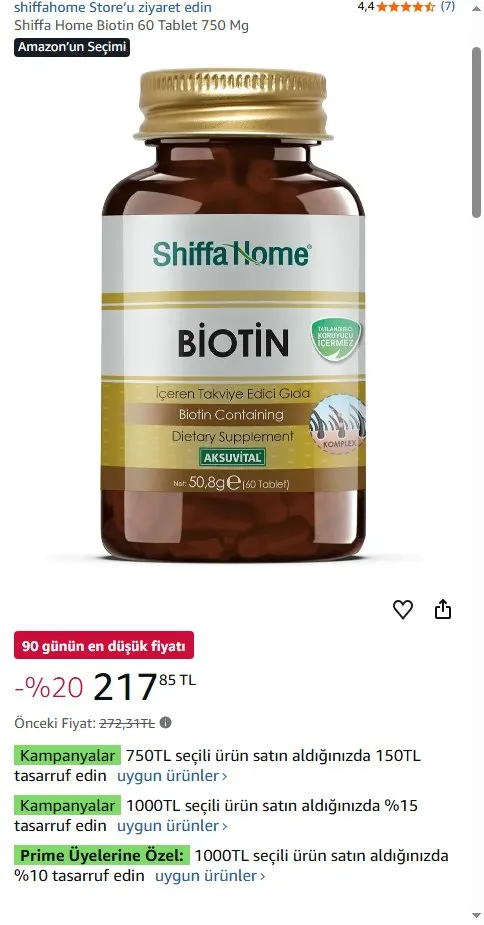 Shiffa Home Biotin 60 Tablet 750 Mg