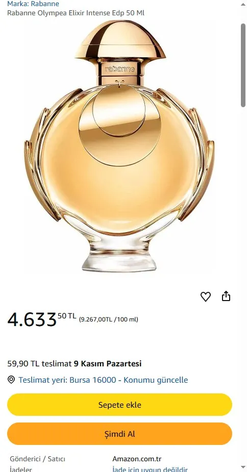 Rabanne Olympea Elixir Intense Edp 50 Ml