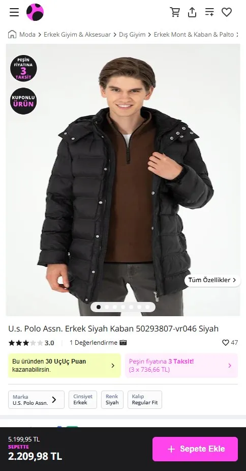 U.s. Polo Assn. Erkek Siyah Kaban 50293807-vr046 Siyah