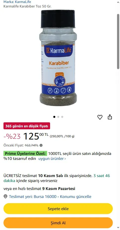 Karmalife Karabiber Toz 50 Gr.