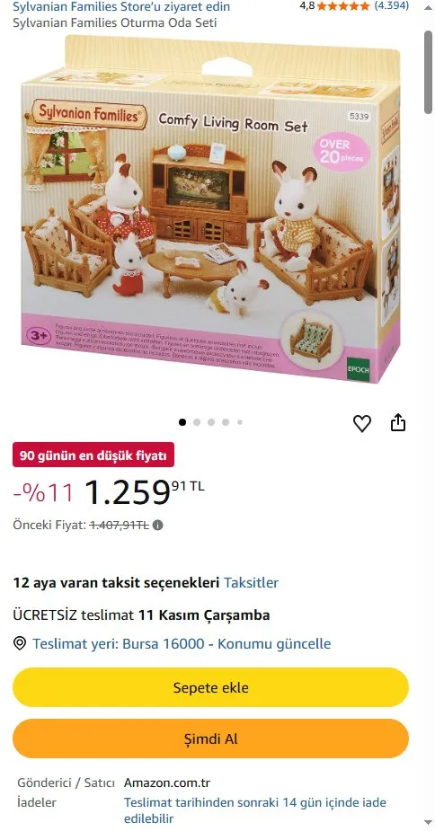 Sylvanian Families Oturma Oda Seti