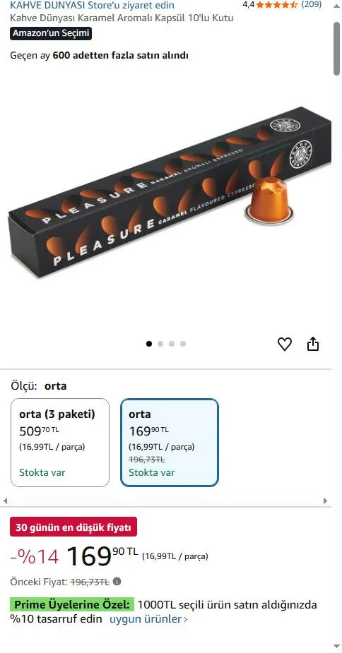 Kahve Dünyası Karamel Aromalı Kapsül 10'lu Kutu